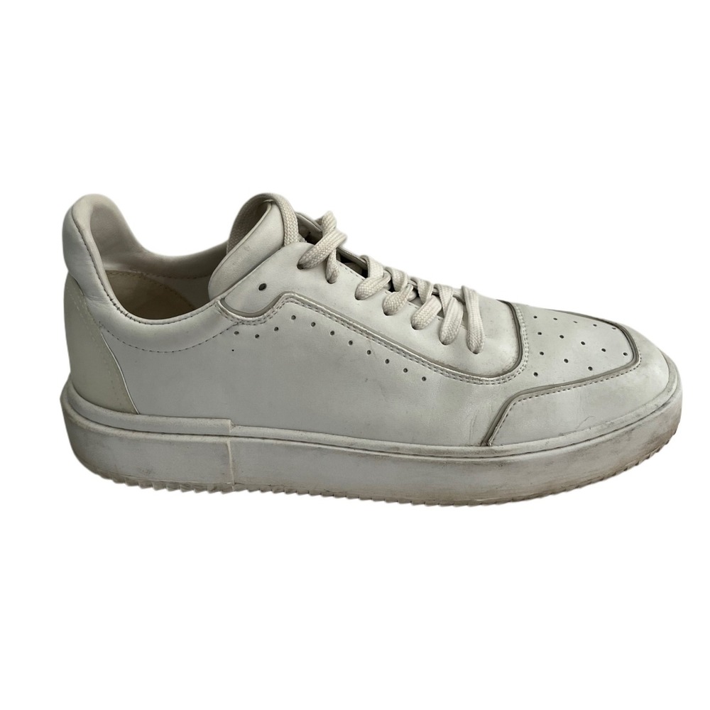 Stuart Weitzman RYAN White Leather Lace Up Low Top Sneakers Men's Size 11B
